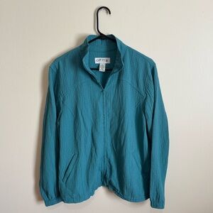 Orvis Teal Lightweight Crinkle Textured Zip Jacket | Size M - Women’s